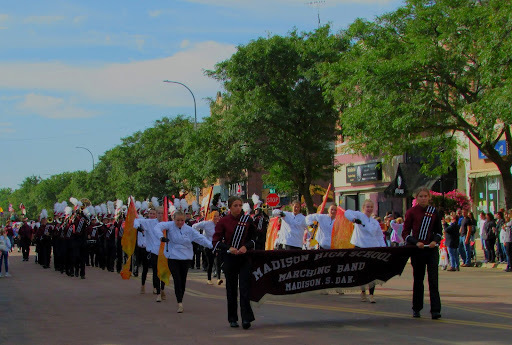 Spirit of Madison marching down Egan Avenue, Madison, SD